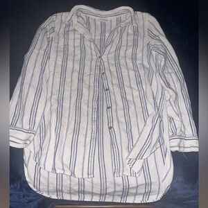 Calvin Klein Striped button down long sleeve blouse shirt size Large